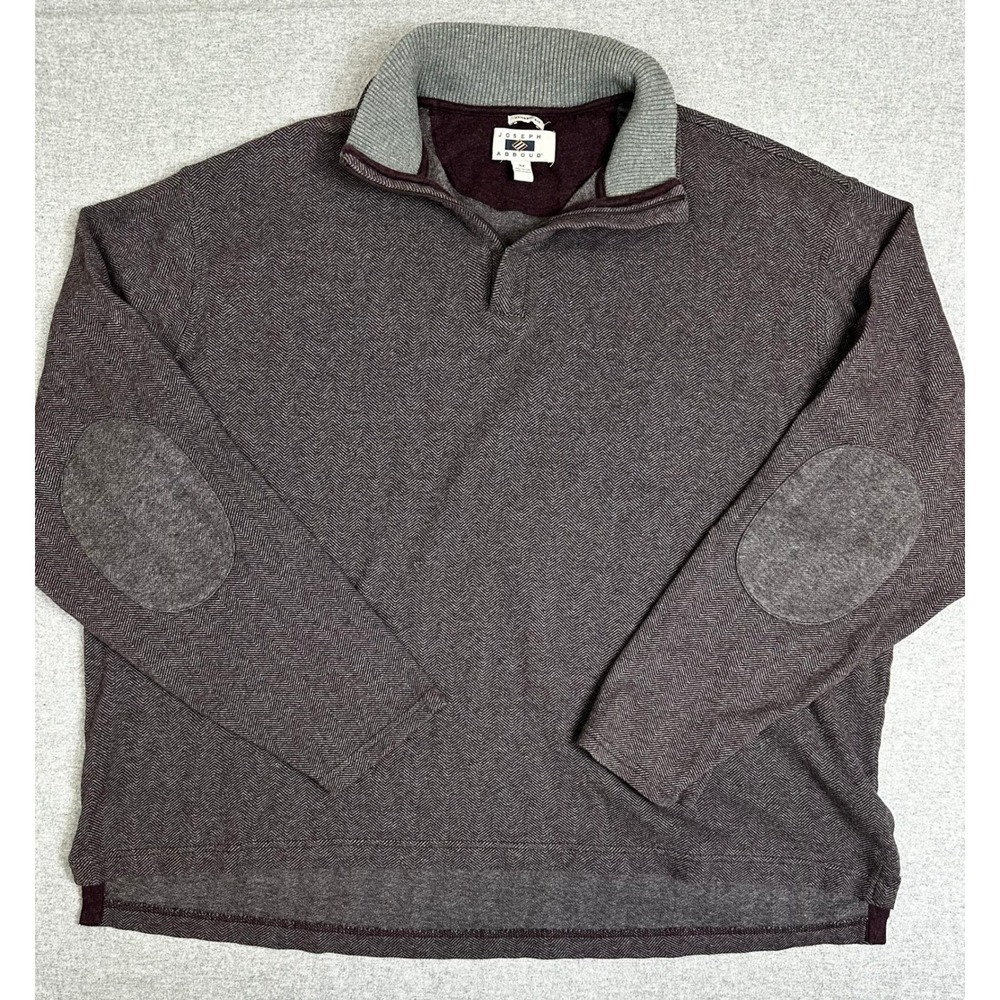 Joseph Abboud Sweater Mens 3X Herringbone 1/4 Zip Pullover Cotton Elbow Patch